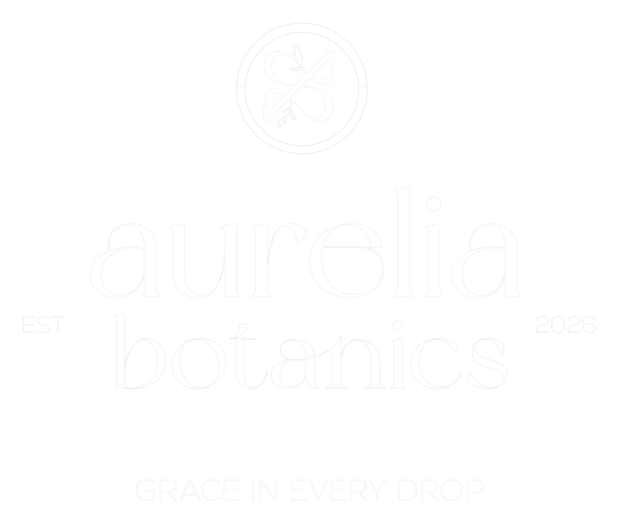 The Aurelia Botanics wordmark in white